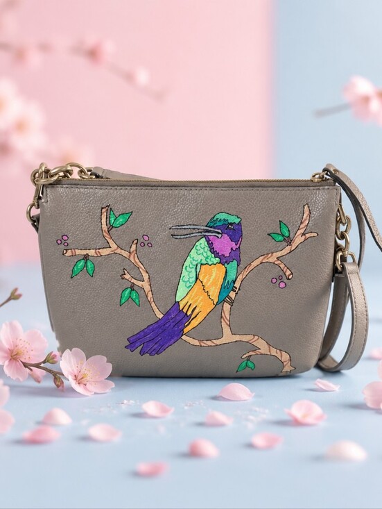 kate spade Handbags - kate spade gray crossbody with colorful bird painting
